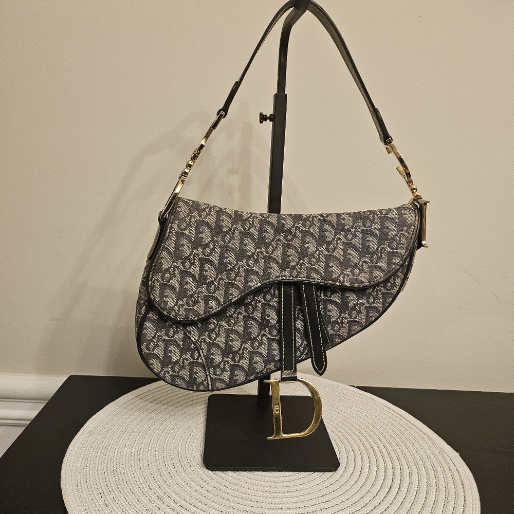 Vintage Dior Saddle Bag John Galliano Era Oblique Canvas - Picture 2 of 16